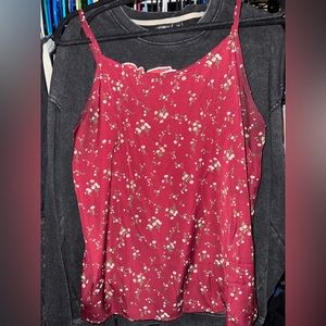 SHEIN plus size 2xl red and floral tank top with adjustable straps